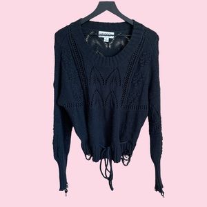WILDFOX Black Tie Chunky Cable Knit Sweater